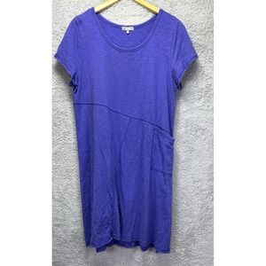Habitat Purple Dress Midi Dress Short Sleeve Cotton Lagenlook Boho XL *Read